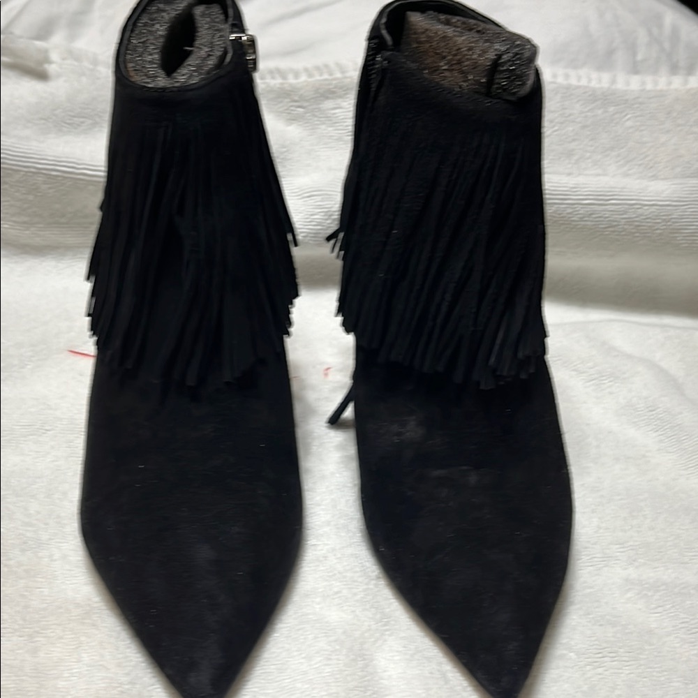 Stylish Black Fringe Ankle Boots